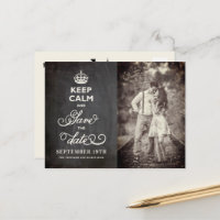 Retro Chalkboard Keep Calm And Save The Date Funny