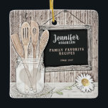 Retro Chalkboard, Mason Jar and Daisy Ceramic Ornament<br><div class="desc">Add a name and more to personalise this charming kitchen design featuring a chalkboard,  vintage mason jar,  wood utensils and a daisy.  Great for people who love to cook. Artwork by Amelia Carrie.</div>