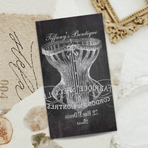 Retro chalkboard scripts victorian lingerie corset business card