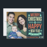 Retro Chalkboard Typography Christmas Photo Holiday Card<br><div class="desc">Rustic retro chalkboard style dark green background and bright retro typography with custom year number and family name . Add your favourite family photo or pet's or baby's first holiday picture... then customise the text. Modern cheerful way to send happy winter holiday greetings to all your friends and loved ones...</div>