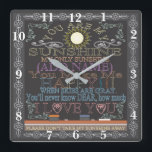 Retro Chalkboard You Are My Sunshine Clock<br><div class="desc">Commemorate your  anniversary,  wedding,  engagement,  etc.,  with this custom personalised retro square clock. Makes a beautiful gift. Artwork by Amelia Carrie</div>