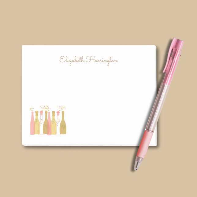 Retro Champagne Bottles Glam Retro 1960s  Style Post-it Notes (Say "Cheers!" with every note you write on these champagne notes. Your name goes in chic script.)