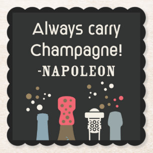 Retro Champagne Napoleon Quote Cute French Gourmet Paper Coaster