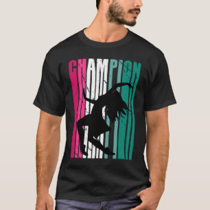 Retro Champion Of Dance Silhouette Colourful Teal T-Shirt