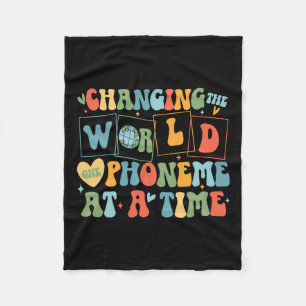 Retro Changing The World One Phoneme At A Time Fun Fleece Blanket