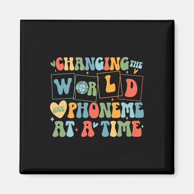 Retro Changing The World One Phoneme At A Time Fun Magnet (Front)