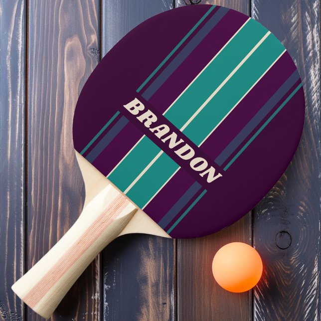 Retro Charlotte Rainbow Board Stripes with Name Ping Pong Paddle (Creator Uploaded)