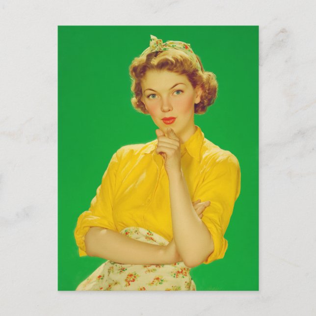 Retro Charm Bright Confident Woman Postcard (Front)