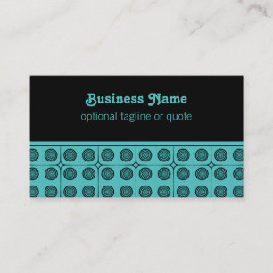 Retro Charm Circles Business Card, Turquoise Card