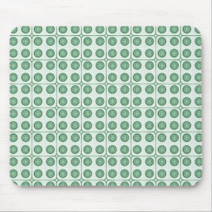 Retro Charm Circles Mousepad, Dark Green Mouse Pad
