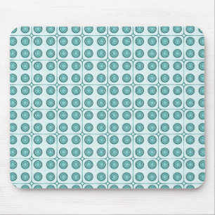 Retro Charm Circles Mousepad, Teal Mouse Pad