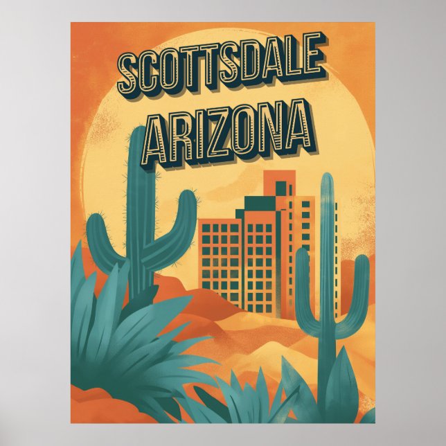 Retro Charm of Scottsdale - Vintage Arizona Poster (Front)