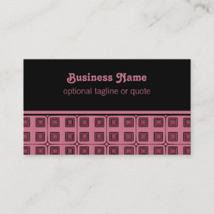 Retro Charm Squares Business Card, Pink Card