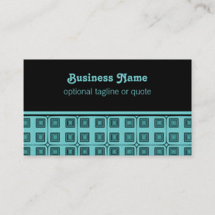 Retro Charm Squares Business Card, Turquoise Card