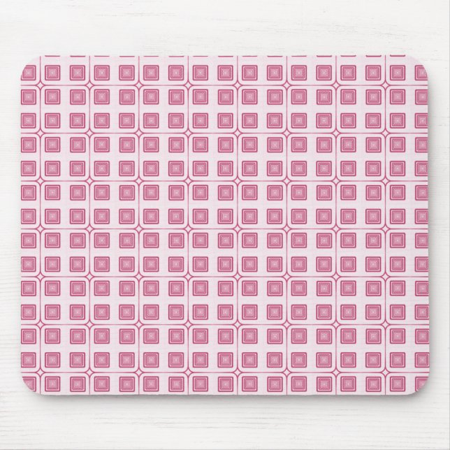 Retro Charm Squares Mousepad, Magenta Mouse Pad (Front)