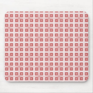 Retro Charm Squares Mousepad, Red Mouse Pad