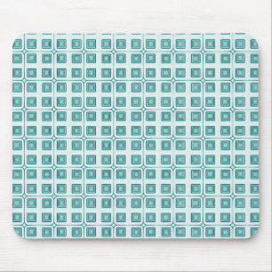 Retro Charm Squares Mousepad, Teal Mouse Pad