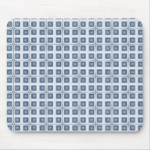Retro Charm Squares Mousepade, Navy Blue Mouse Pad