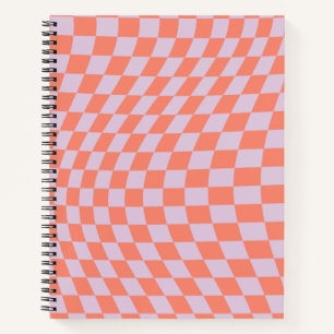 Retro Check Pattern Lilac And Orange Checkerboard Notebook