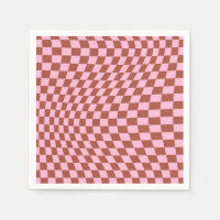 Retro Check Pattern Pink And Brown Chequerboard
