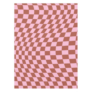 Retro Check Pattern Pink And Brown Chequerboard Tablecloth