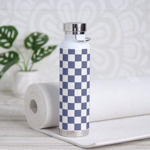 Retro Checker Pattern 90s Purple Water Bottle