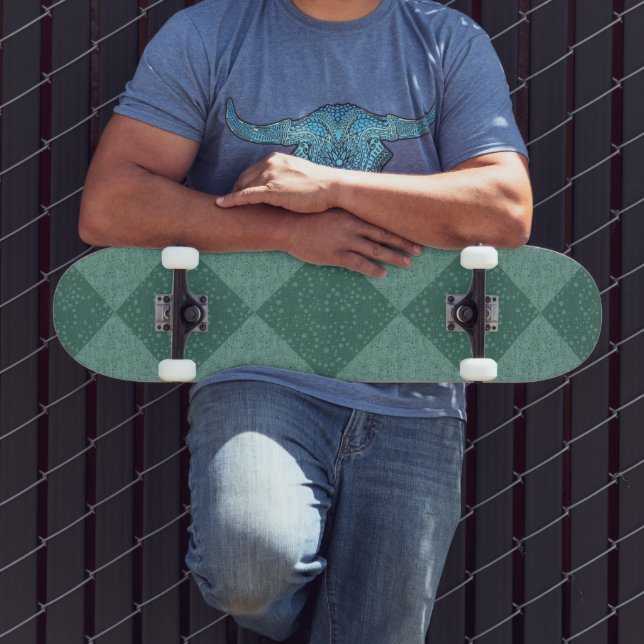 RETRO CHECKERBOARD BLUE Skateboard (Outdoor 3)