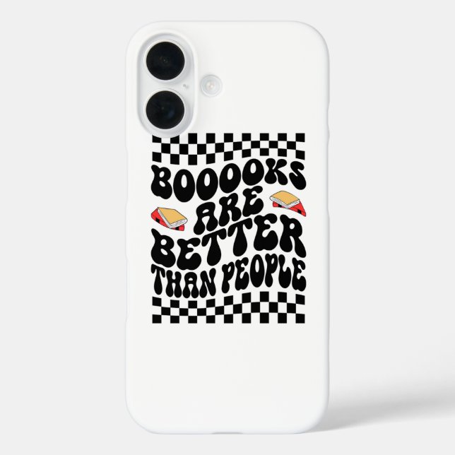 Retro Checkerboard "Books Are Better" Graphic Case-Mate iPhone Case (Back)