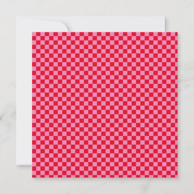 Retro Checkerboard Checkered Pattern Pink Orange Save The Date (Front)