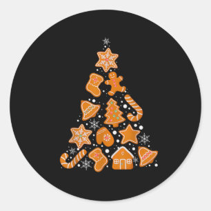 Retro Checkered Gingerbread Christmas Coquette Bow Classic Round Sticker