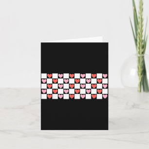 Retro Checkered Red And Nk Hearts Valentines Day Card