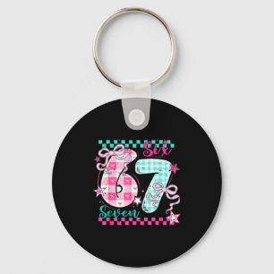 Retro Checkered Valentine Six Seven Meme 67 Viral Key Ring
