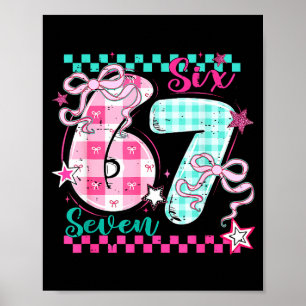 Retro Checkered Valentine Six Seven Meme 67 Viral Poster