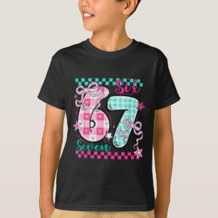 Retro Checkered Valentine Six Seven Meme 67 Viral  T-Shirt