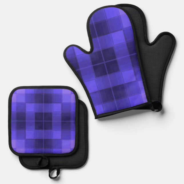 Retro Checkers Oven Mitt & Pot Holder Set (Front/Back)