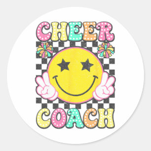 Retro Cheer Coach Cheerleader Cheerleading Women Classic Round Sticker