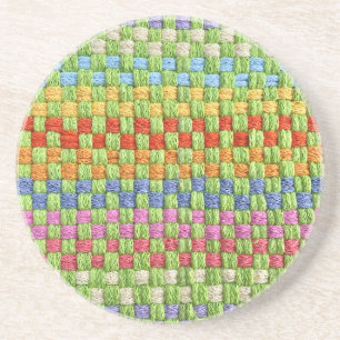 Retro Cheerful Potholder Weave Coaster