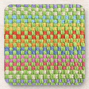 Retro Cheerful Potholder Weave Coaster