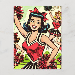 Retro Cheerleader Comics Postcard