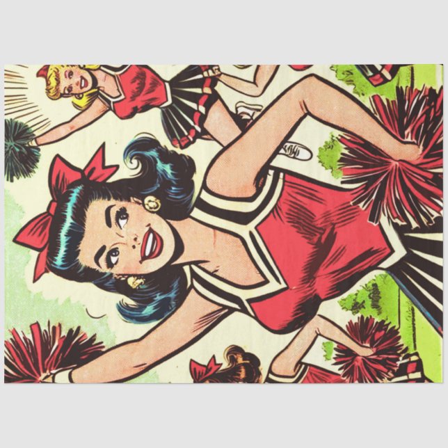 Retro Cheerleader Comics Tissue Paper (Front)