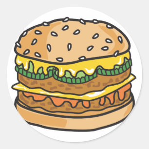 retro cheese hamburger classic round sticker