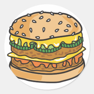retro cheese hamburger classic round sticker