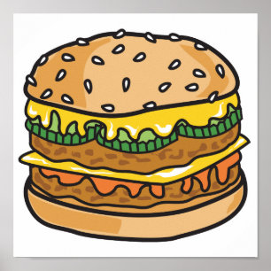 retro cheese hamburger poster