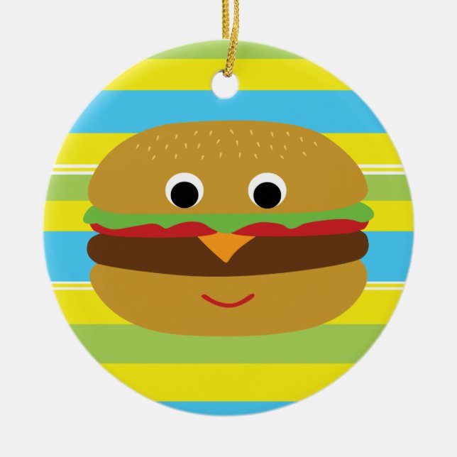 Retro Cheeseburger Ceramic Tree Decoration (Front)