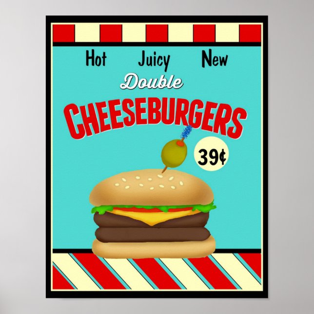 Retro Cheeseburger Sign (Front)