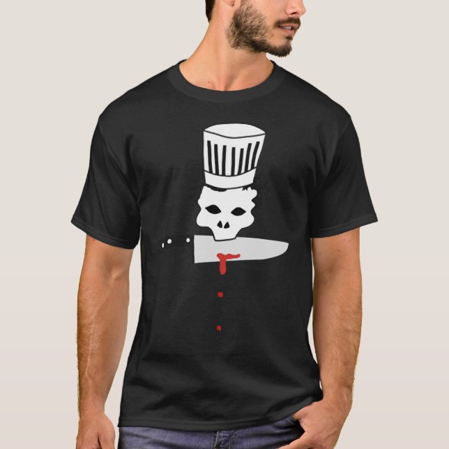 Retro Chef Skull With Knife Anthony Bourdain&x27;s T-Shirt (Front)