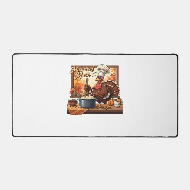 Retro Chef Turkey Thanksgiving Classic T-Shirt Desk Mat (Front)