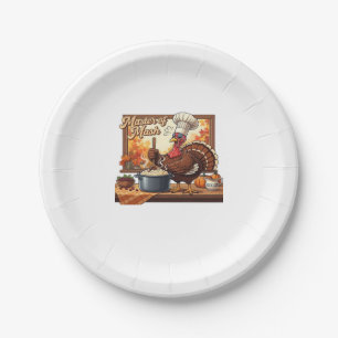 Retro Chef Turkey Thanksgiving Classic T-Shirt Paper Plate
