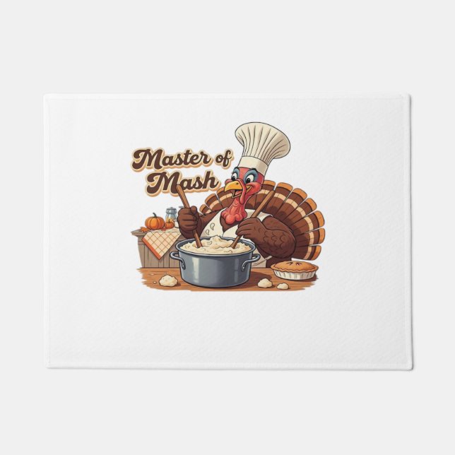 Retro Chef Turkey Thanksgiving Oversized T-Shirt Doormat (Front)
