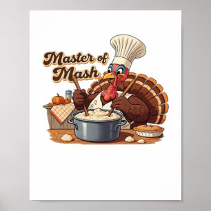 Retro Chef Turkey Thanksgiving Oversized T-Shirt Poster